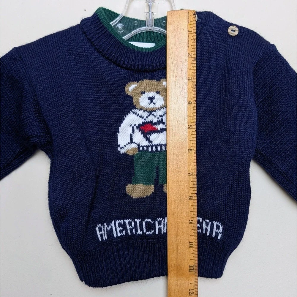 Vintage Carter's American Bear Crewneck Sweater‎ 90s Y2K Polo Infant 6-9 Months